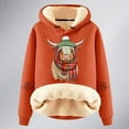 thumbnail image 4 of Arlun Womens Hoodies Warm Sherpa Lined Love Heartbeat Graphic Sweatshirts Oversized Casual Fall Winter Thickened Warm Loose Comfortable Hooded Pullover Tops Orange5 XL, 4 of 4