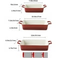 thumbnail image 2 of Bakeware Set, Ceramic Baking Dish, Rectangular Baking Pans Set, Casserole Dish for Cooking, Cake Dinner, Kitchen, Wrapping Upgrade, 12 x 8.5 Inches, 3-Piece (Gradient Red), 2 of 6