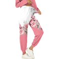 thumbnail image 5 of Wutalume Women's 2-Piece Printed Sweatsuit Set, Round Neck Long Sleeve Shirt and Floral Print Joggers with Pockets, Vintage Style Outfit,Pink 2XL, 5 of 5