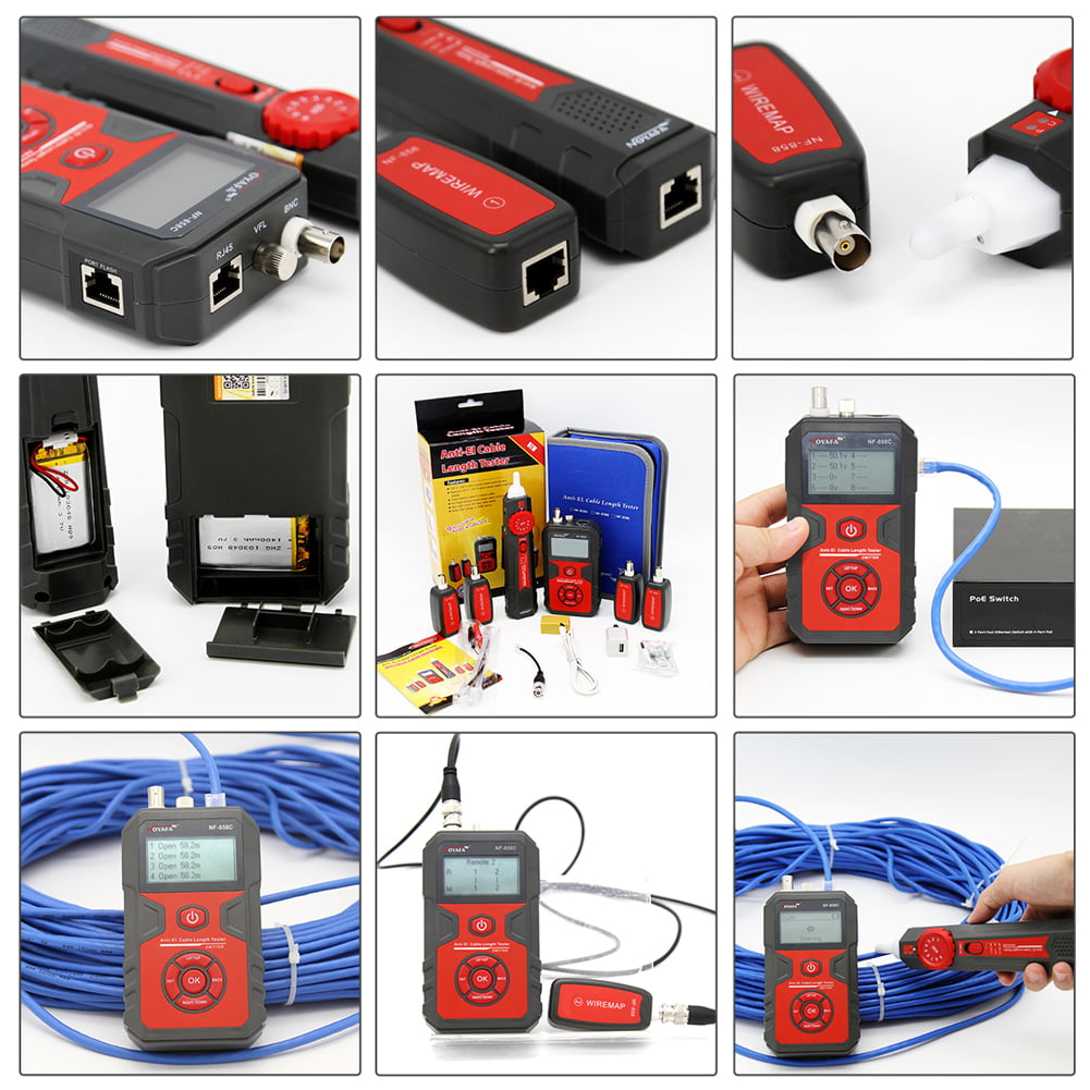 Precision Measurement Cable Line Locator Portable Wire Tracker Cable Tester Finder Network Cable Testing RJ11 RJ45 BNC Cable Line NOYAFA NF-858C 