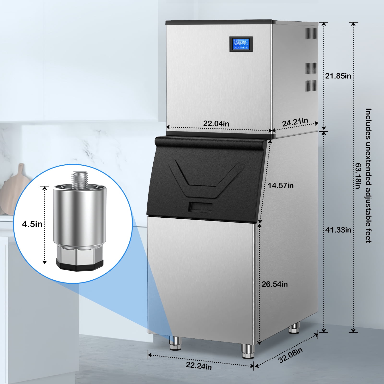 TITTLA 420Lbs/24H Commercial Ice Maker Machine,300 Lbs Storage,156 Ice Cubes in 12-15 Mins,Stainless Steel Ice Maker for Restaurant Bar Cafe Commercial Use