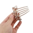 thumbnail image 3 of 1 Pc Women Flowers Hair Insert Comb for Straight Thick Wavy Curly Hair Champagne Alloy Rhinestone, 3 of 3