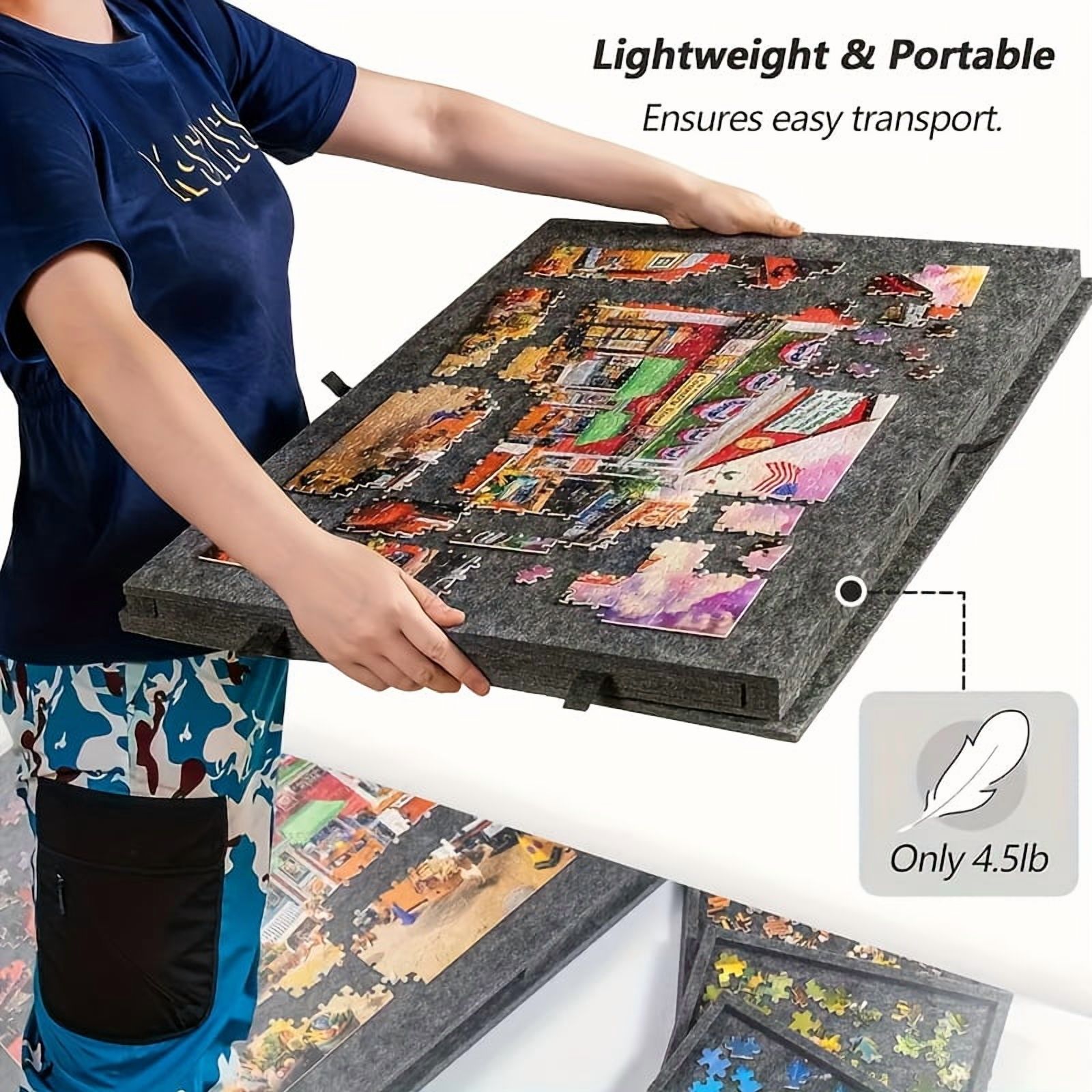 Tilting Puzzle Table with 6 Drawers & Cover - Lightweight Portable Puzzle Board - 2-in-1 Slanted Stand for Long Hours of Puzzling Birthday Gift