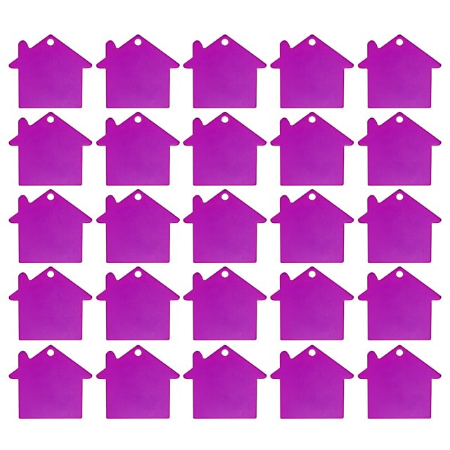 Unique Bargains House Shape Blank Tags Metal Stamping Tag Blank Dog ID Tags, Purple Engraving Tags, 25 Pack