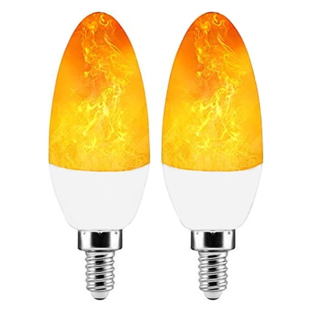 LNGOOR E12 Flame Bulbs 2 Pack, 3 Mode LED Candelabra Flame Light Bulb ...