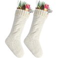 thumbnail image 1 of Lot de 2, Bas de Noël en Tricot Blanc Ivoire Unique 18”, 1 of 4
