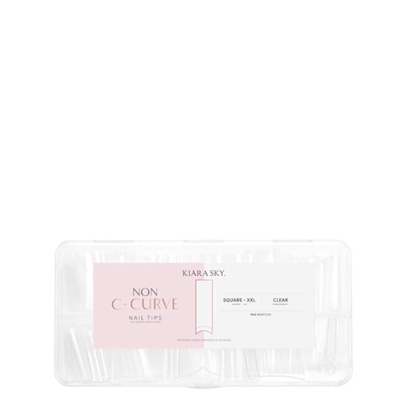 Puntas para uñas Kiara Sky, no curvas en C, cuadradas, transparentes, 500 unidades, longitud XXL
