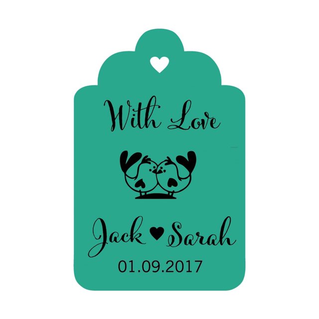 100 PCS With Love Birds Customized Wedding Gift Paper Tags Personalized Wedding Favor Hang Tags