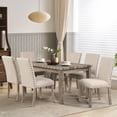 thumbnail image 4 of 7 Pieces Wooden Dining Table Set Rustic Rectangle Table and Upholstered Chair for Kitchen, Restaurant-Fortmok, 4 of 7