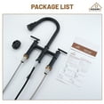 thumbnail image 4 of CASAINC Double Handle Bridge Kitchen Faucet with Pull Down Sprayer, Deck Mounted, Matte Black, 4 of 4