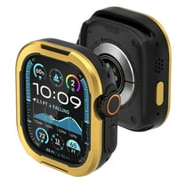 Allytechgroup for Apple Watch Series 10 46mm Case for Women Men, Rugged Shockproof Anti-Scratch Aluminum Alloy TPU Frame Bumper Case Cover for iWatch 10 46mm, Gold