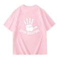 thumbnail image 4 of VNKIDY Boys Girls Kids Child TShirts Casual Letter Grapghic Crewneck Tees Short Sleeve Loose Fit Breathable Top For Daily Outdoor Activities Pink 9-10 Years, 4 of 4
