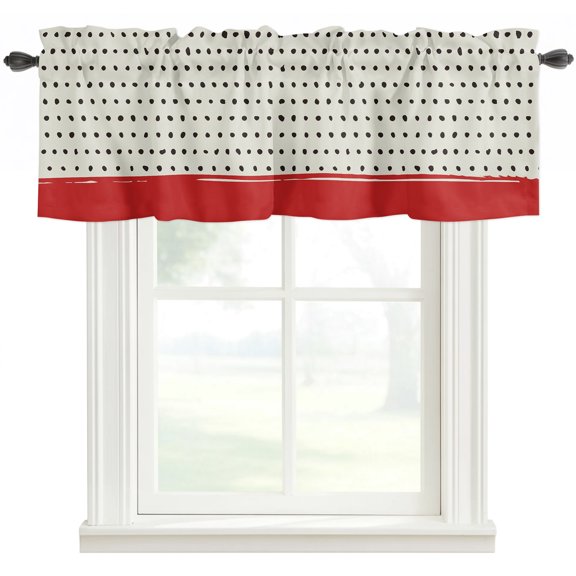 Abstract Black Polka Dot Valances for Windows Farmhouse Kitchen Curtains Valances Rod Pocket Valance Curtains for Windows Modern Farmhouse Sage Green Red Window Valances for Bathroom Bedroom 54"x18"