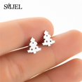 thumbnail image 1 of SMJEL lindo Animal ciervo Stud pendientes pequeño hombre de jengibre pendientes de copo de nieve para niñas joyería de Navidad de acero inoxidable Brincos, 1 of 2