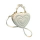 thumbnail image 2 of Bolso bandolera en forma de corazón con cierre de cremallera, color liso, de poliuretano. Precioso bolso tipo cartera para mujer. Blanco, 2 of 9