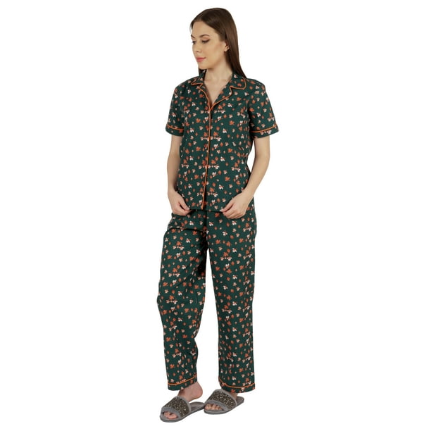 Inkmeso WoMen's Classic Short Sleeve Shirt and Pajama Pants