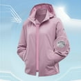 thumbnail image 4 of EchfiProm Womens Windbreaker Jacket Lightweight Hot Pink Cycling Hooded Waterproof Zip-up Coat, 4 of 9