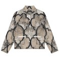 thumbnail image 4 of Jackets for Women Winter Coat Jackets Flannel Stand Collar Jacket(Elegant Black Arabesque Beige Pattern,Size:S-4XL), 4 of 7