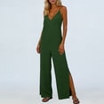 thumbnail image 6 of LEBONYARD White Jumpsuit,Women's V-Neck Jumpsuit with Adjustable Straps Side Slits and Pockets Army Green L, 6 of 7