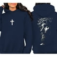 thumbnail image 4 of Jesus Face with Cross Double Sided Christian Hoodie – Faith Based Religious Pullover, Inspirational Christ Graphic Hoodie for Men and Women, 4 of 7