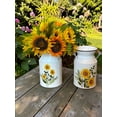thumbnail image 3 of Sunflower Metal Milk Can Vase Set of 2 Rustic Farmhouse Floral Jars with Wooden Handles Decorative Planter Storage Containers White Country Home Decor 8" x 5.25", 3 of 9