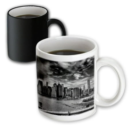 

3dRose NYC black-white east river skyline - Magic Transforming Mug 11-ounce