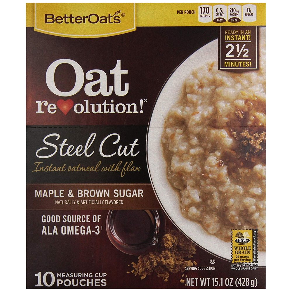 Better Oats Steel Cut Maple Brown Sugar Instant Oatmeal with Flax 15.1