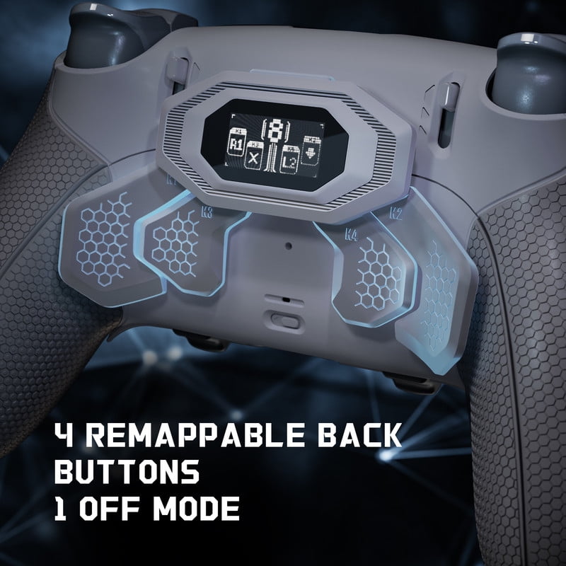 eXtremeRate BEYOND Kit for PS5 Edge - OLED Display Paddles w/ 4 Remappable Buttons & Rubberized Grip (New Hope Gray & Classic Gray)
