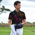 thumbnail image 3 of Yiaed ButterflyPrint Men's Short Sleeve Polo Shirt,Golf Polo for Men Three-Button Golf Shirt Athletic Casual Collared T-Shirt- 4X-Large, 3 of 7