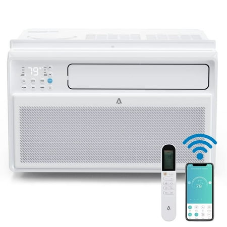 

8 000 BTU Smart Inverter Window Air Conditioner–Turbo Fast Cools up to 450 Sq. Ft. Ultra Quiet with Open Window Flexibility 24H Timer Mounted Room AC Unit with Remote/App Control