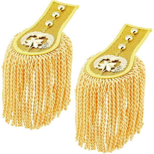 2 piezas de borlas doradas para hombreras de maestro de ceremonias de cosplay, flecos para uniformes, cadena dorada, broche para hombreras, decoración de ropa