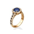 thumbnail image 3 of 2.50 ctw Lab Created Blue Sapphire Ring with Diamonds 14K Rose Gold Vintage Micro Pave Halo, 3 of 3