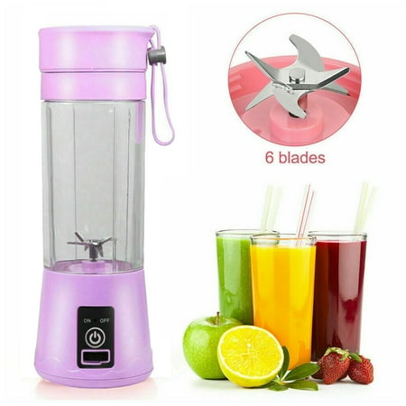 

LELINTA Portable Blender 12.5 Oz Mini Juicer Size MIni Blende Cup for Smoothies and Shakes USB Rechargeable with Six Blades for Sports Travel and Outdoors 380ml - White Blue Pink Purple