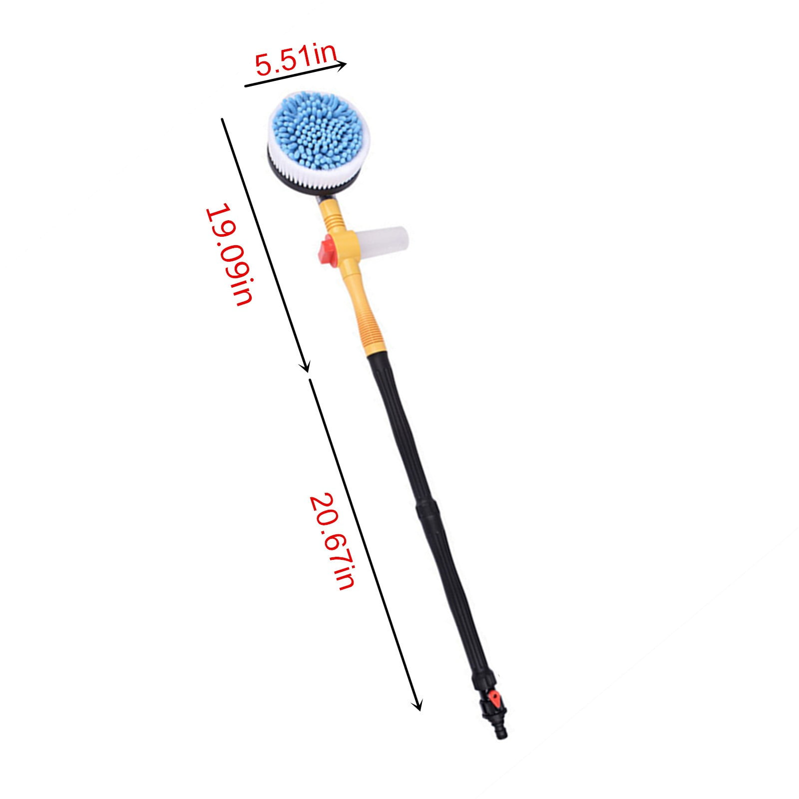 Kezqiaxn Spinning Car Wash Brush Soft Microfiber, Auto Rotate Car Brush Mop with Soap Dispenser, Exterior Car Washing Brush Attached To Hose, Long Handle Scrubbers Car Cleaning Brush (Rotary Brush)