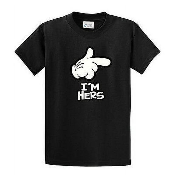 Cartoon Hand, I'm Hers Men's Short Sleeve T-shirt, Funny Hand Pointing I'm Hers-red-4xl