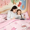 thumbnail image 5 of Manfei Winter Holiday 7-Piece Twin Bedding,Golden Xmas Pink Christmas Bedding Comforter Set,Pink Reversible, 5 of 7