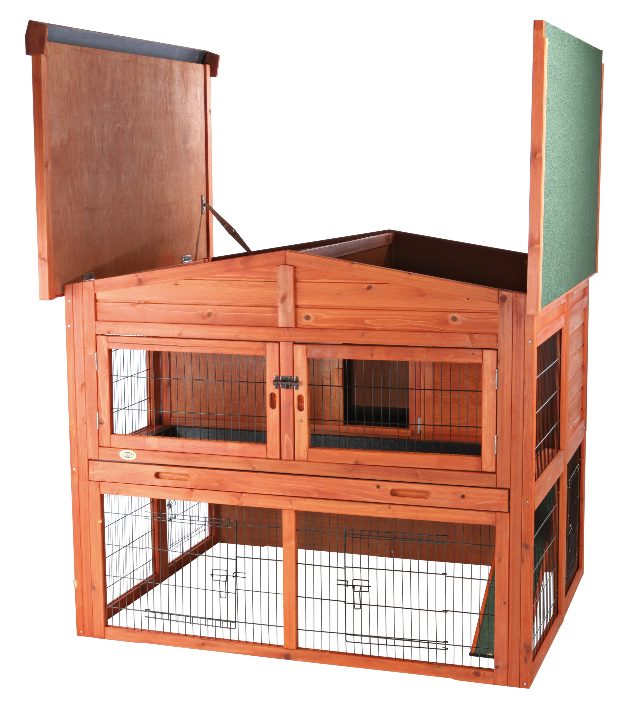 TRIXIE Deluxe Weatherproof Outdoor 2-Story Large Wooden Small Animal Hutch, Run, Tray, Brown - image 5 of 7