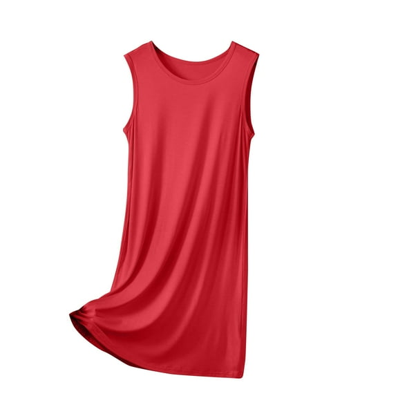 Women Sleeveless Nightgown Round Neck Sleep Shirts Loose Sleepwear Soft Nightshirt Casual Tank Nightdress Loungewear