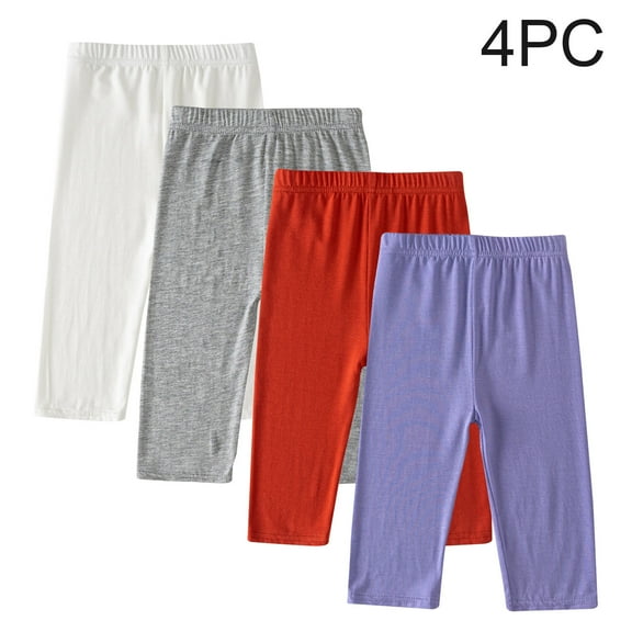 ATOGUTA Girls Capri Elastic High Waist Breathable Leggings Soft Stretchy Cropped Pants 4-Pack Multicolor, Size 2-13 Years