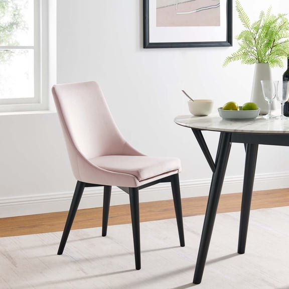 Modway Viscount Performance Velvet Dining Chair in Pink