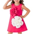 thumbnail image 1 of Tauxra Robe d'Été Sans Manches pour Femmes, Robe de Fête Florale Longueur Genou, Robe Trapèze, Robe Soleil à Imprimé de Fleurs Rouges et Blanches avec Jupe à Volants pour Invitée de Mariage, Cocktail, 1 of 8