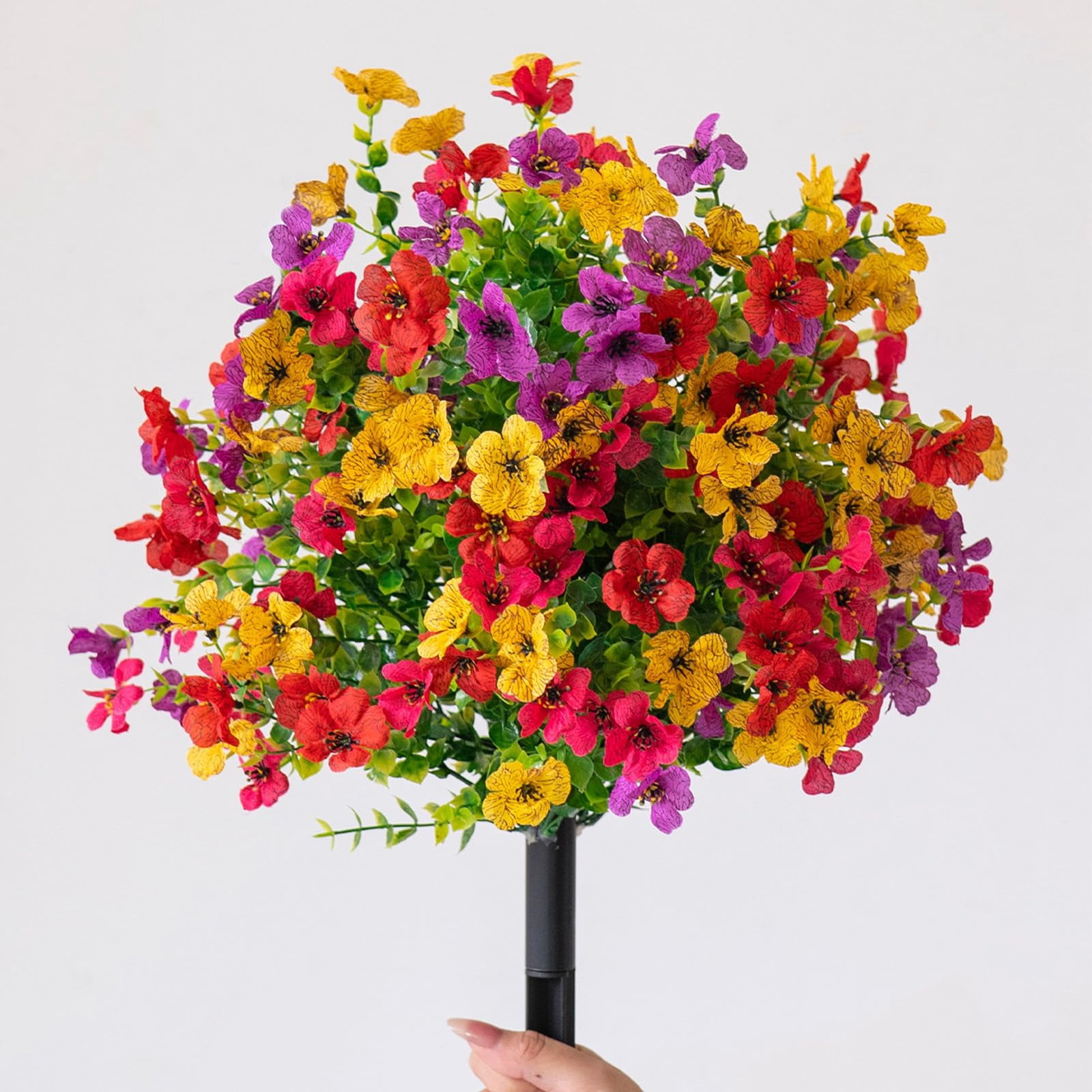 Artificial Flowers For Outdoor Indoor Garden Home Decoration, Faux Flower Daisy With Eucalyptus Leaves Fake Plants Greenery Boxwood Porch Patio