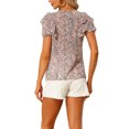 thumbnail image 3 of MODA NOVA Ruffle Tops for Juniors V Neck Short Sleeve Casual Button Down Floral Blouse, 3 of 6