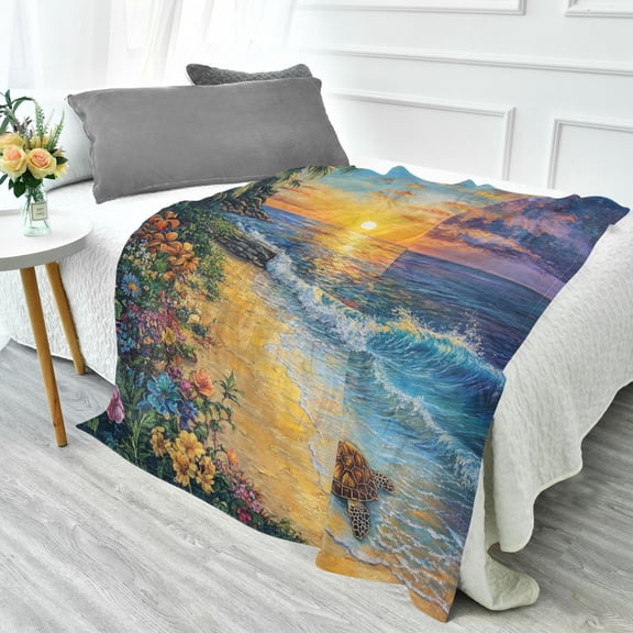 Fluorescent Cover blanket 70x55 inch frannel blanket Office nap blanket Camping blanket Bedding travel blanket Glow blanket Beautiful Turtle