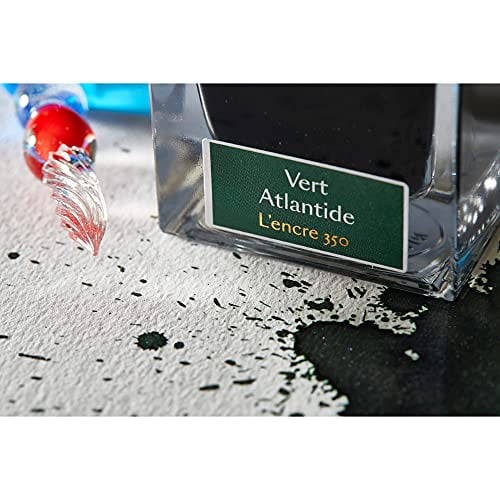 Jack Elbin Anniversary Ink 350 [Gold/Silver Particles] For Fountain Pen/Glass Pen/Dip Pen Atlantis Green HERBIN hbj15139