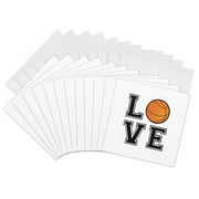 3dRose, Print of Love Basketball, 12 Greeting Cards with envelopes