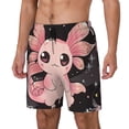 thumbnail image 1 of Bingfone Cute Axolotl Sakura Blossoms B for Men's Double Layer Swimming Trunks with Lining, Drawstring Style with Pockets Beach Shorts Men's Swimsuit-Small, 1 of 6