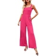 thumbnail image 3 of Sunloudy - Mono informal con cuello cuadrado para mujer, a la moda, color sólido/estampado, sin mangas, con pernera ancha Sunloudy  S, M, L, XL, 3 of 8
