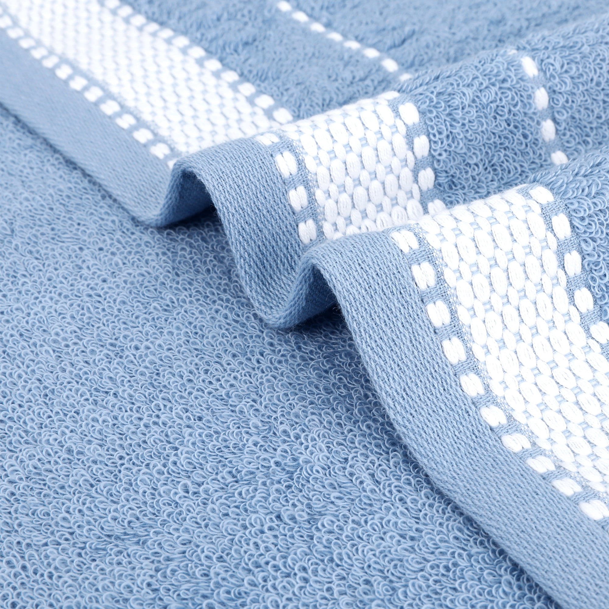 REGALWOVEN Hand Towels for Bathroom Set Cotton Soft Absorbent Decorative Bathroom Towel for Hand Drying and Face Washing Blue 2-Piece