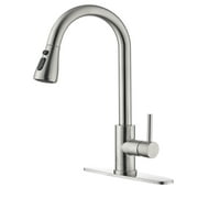 Kitchen Single Handle High Arc Brushed Nickel Pull Out Kitchen Faucet,Single Level Stainless Steel Kitchen Sink Faucets with Pull Down Sprayer